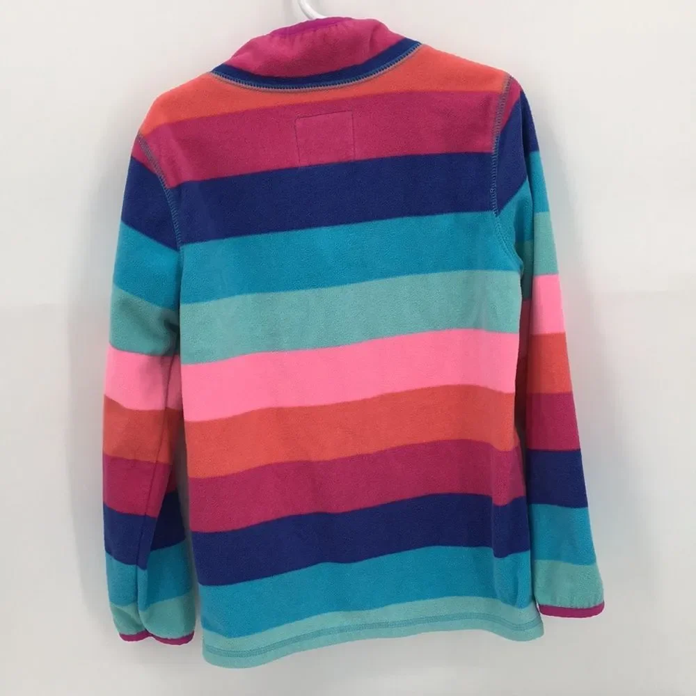 OshKosh B'gosh Girls' Multi-Color Rainbow Stripe Fleece Pullover 8